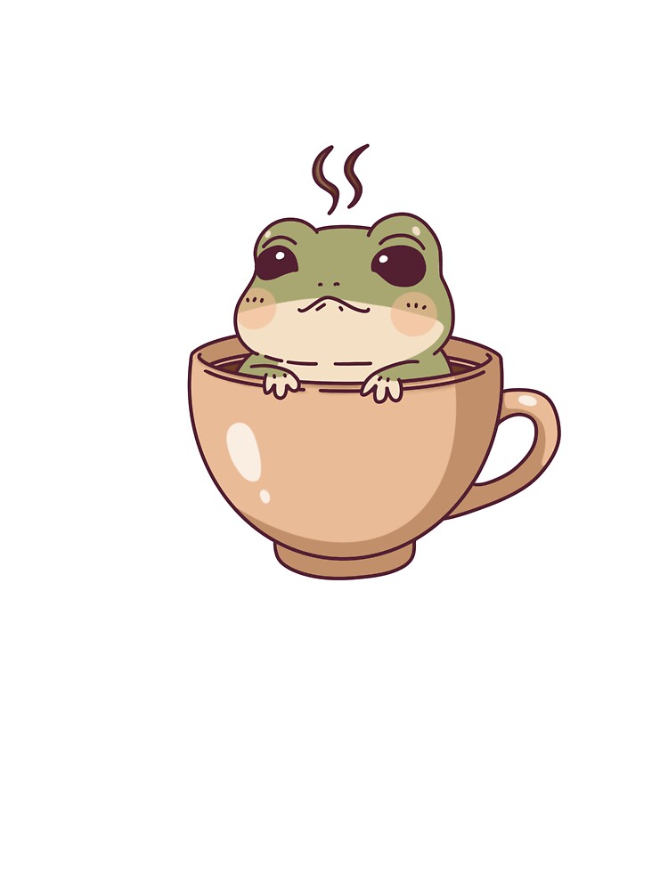 Cozy Kawaii Frog Sitting in Coffee Cup by MunchyMoods