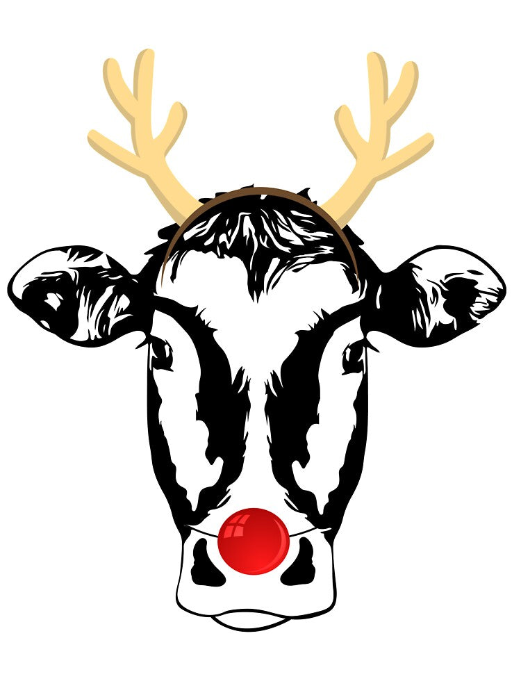 Funny Christmas Cow with Antlers by sunshine64
