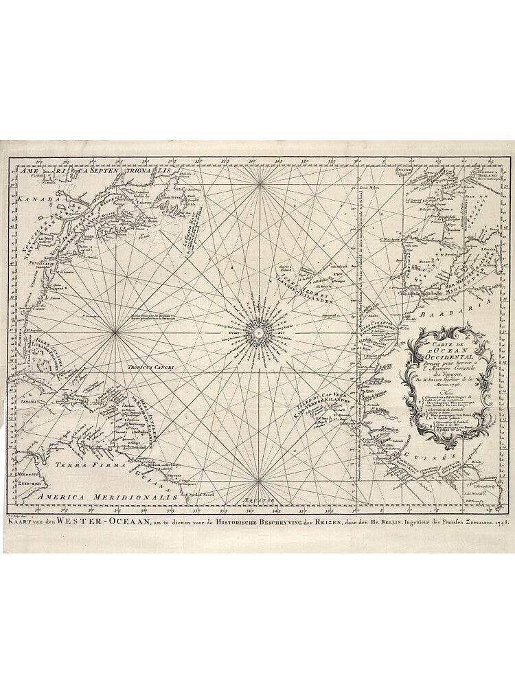 Vintage Map of The Atlantic Ocean (1746) by BravuraMedia