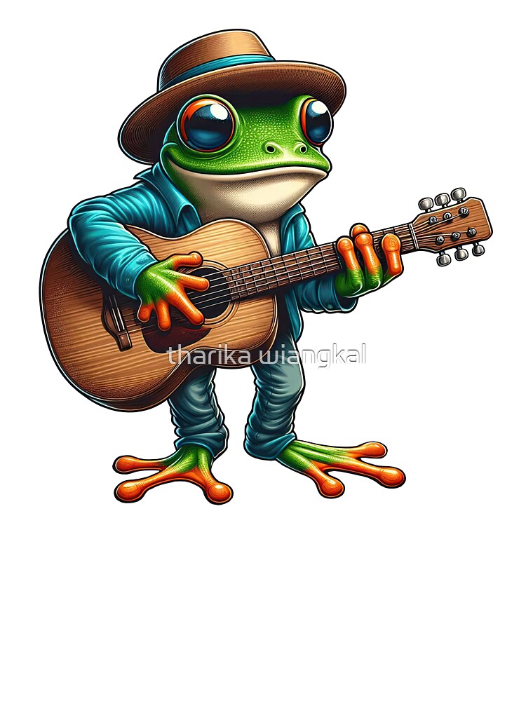 Charming Frog Guitarist Illustration – Music Meets Imagination by tharika wiangkal