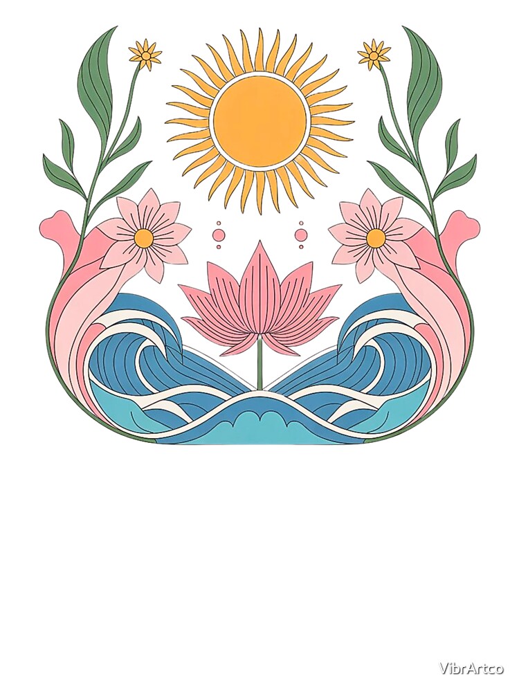 Boho Lotus Ocean Waves by VibrArtco