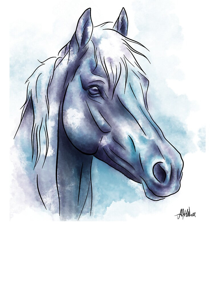 Horse Portrait Watercolor Painting by AutumnWallArt
