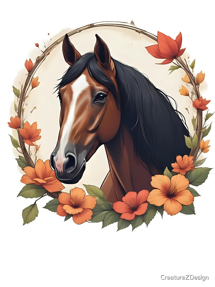Bay Horse with Flowers by CreatureZDesign