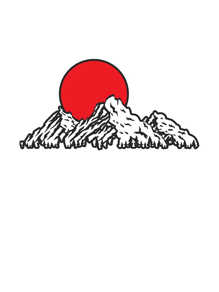 Three Mountains With A Red Sun Behind by Jrodi