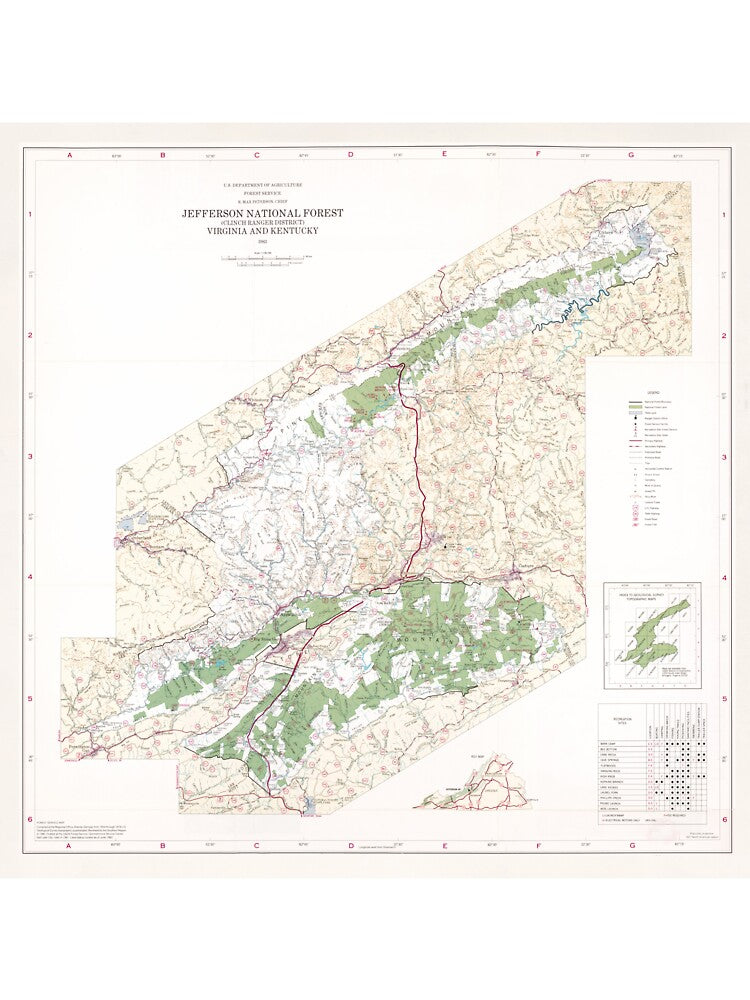 Jefferson National Forest Map (1983) Virginia Woodland Reserve Atlas by BravuraMedia