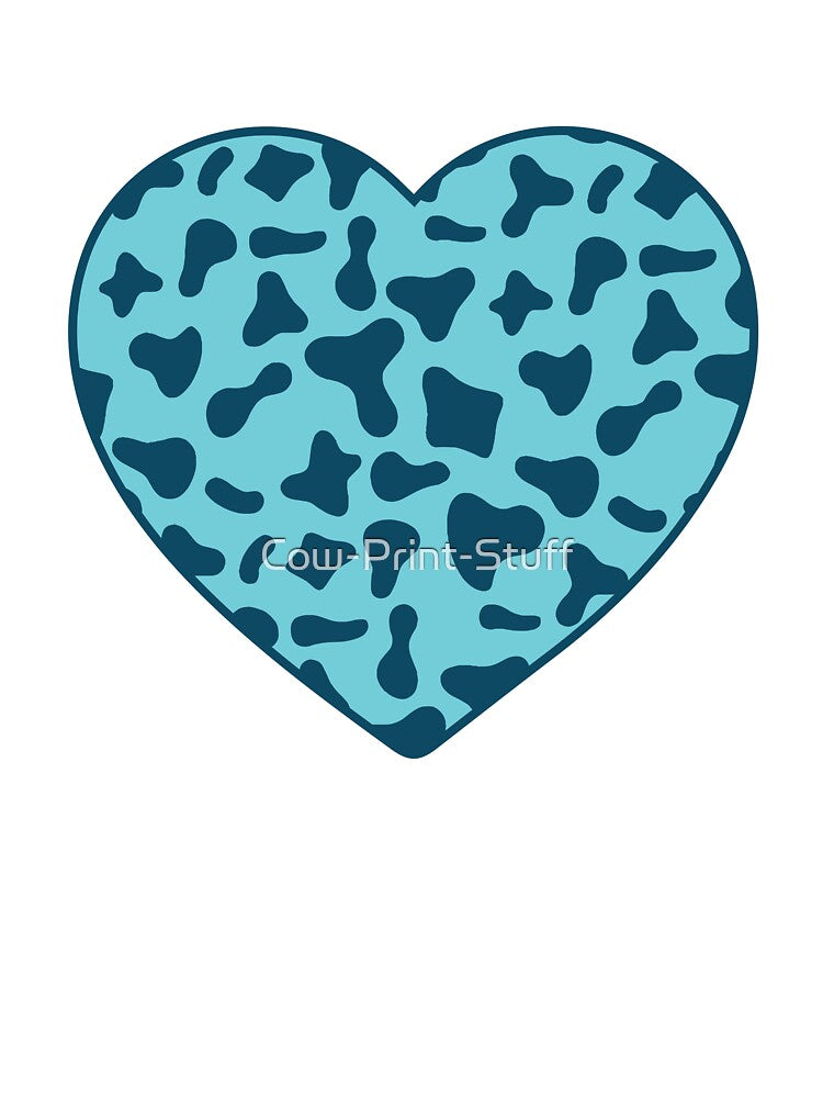 Royal Blue Cow Pattern on Light Blue Cowhide | Light Blue Cow Skin Heart by Cow-Print-Stuff