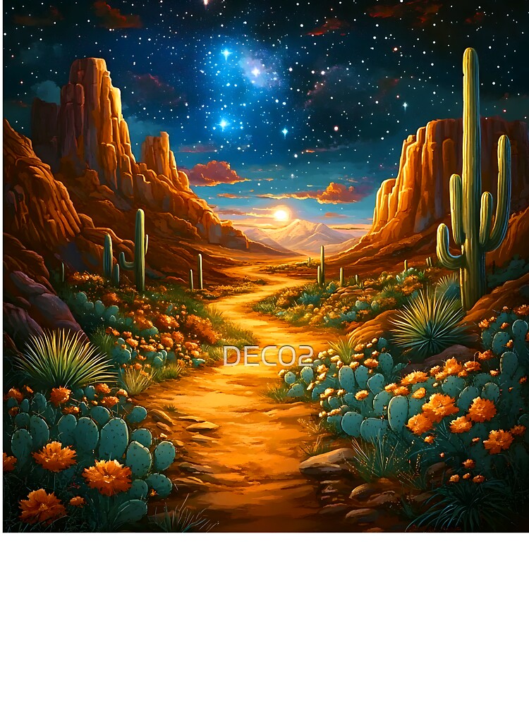 Fantasy Desert Night Scenic Blue Sky And Stars by DEC02
