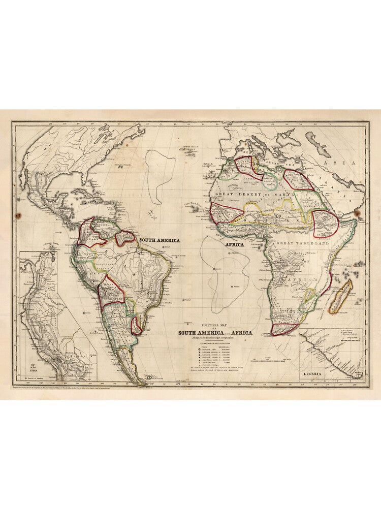 Old Atlantic Ocean Map (1849) Vintage Nautical Chart by BravuraMedia