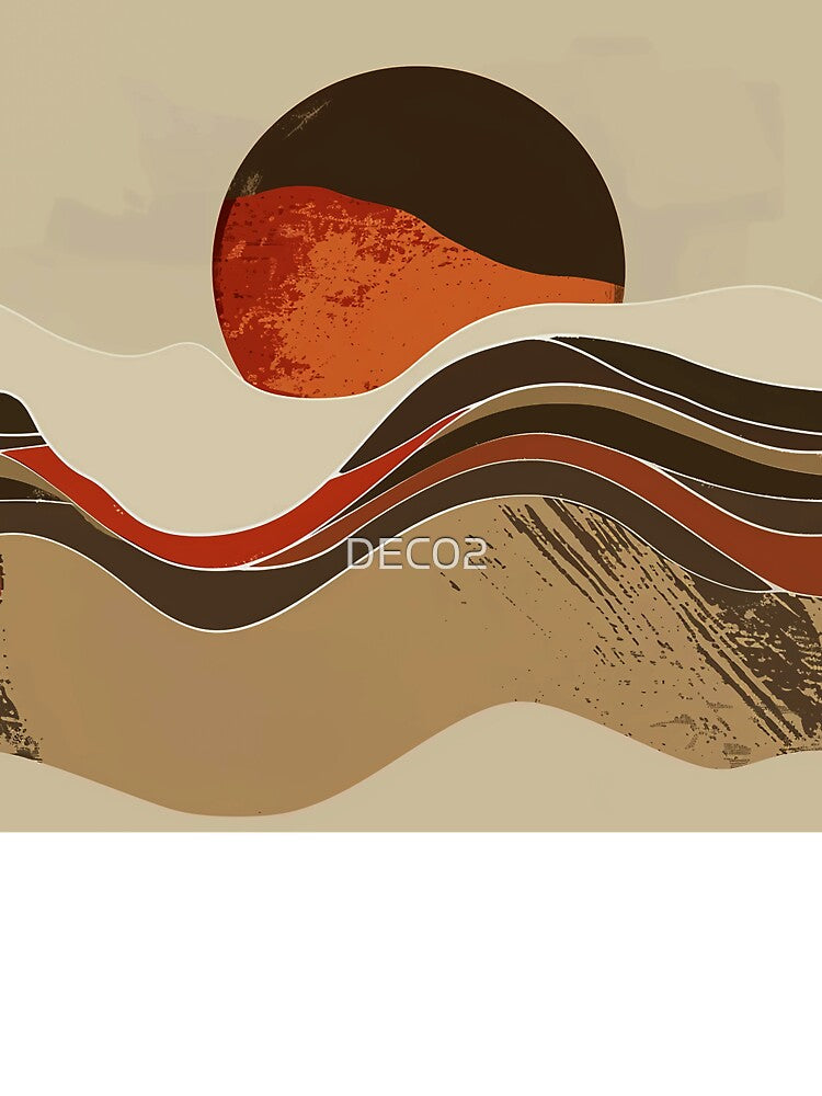 Boho Sunset Over Fantasy Desert Warm Earthtones Abstract by DEC02