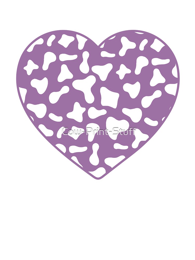 White Cow Pattern on Violet Cowhide | Violet Cow Skin Heart by Cow-Print-Stuff