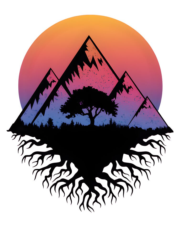 Sunset Tree Mountain Range by AnamMHavan