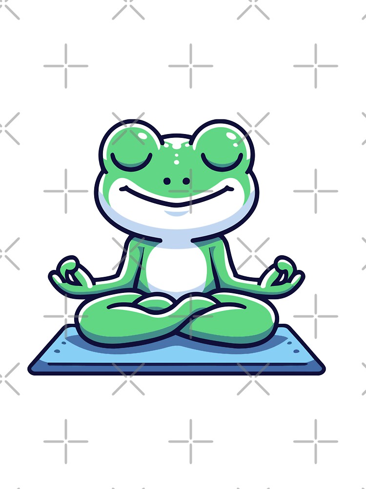 Zen Frog Meditating on Yoga Mat - Peaceful and Cute Animal by Akioos