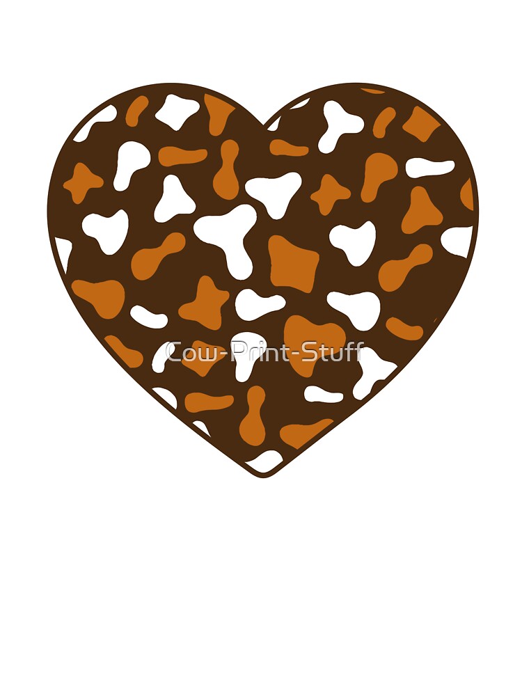 White Caramel Cow Pattern on Brown Cowhide | Brown Cow Skin Heart by Cow-Print-Stuff
