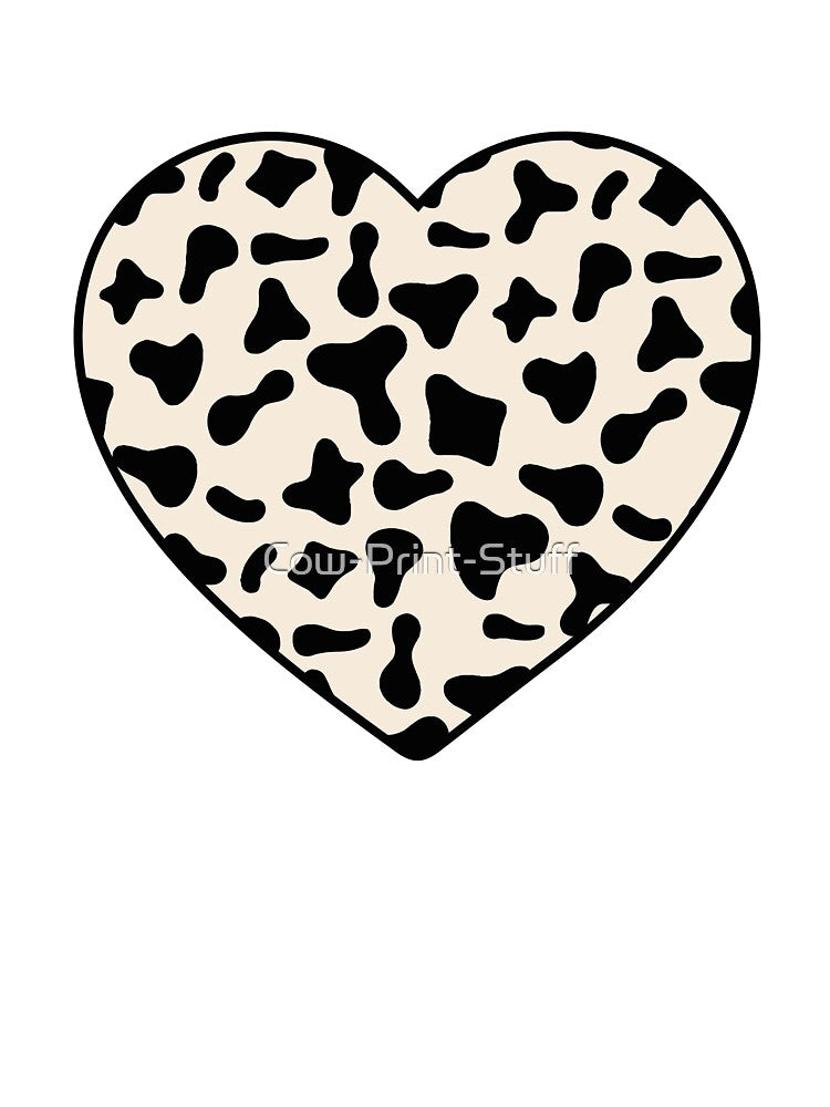 Black Cow Pattern on Cream Cowhide | Cream Cow Skin Heart by Cow-Print-Stuff