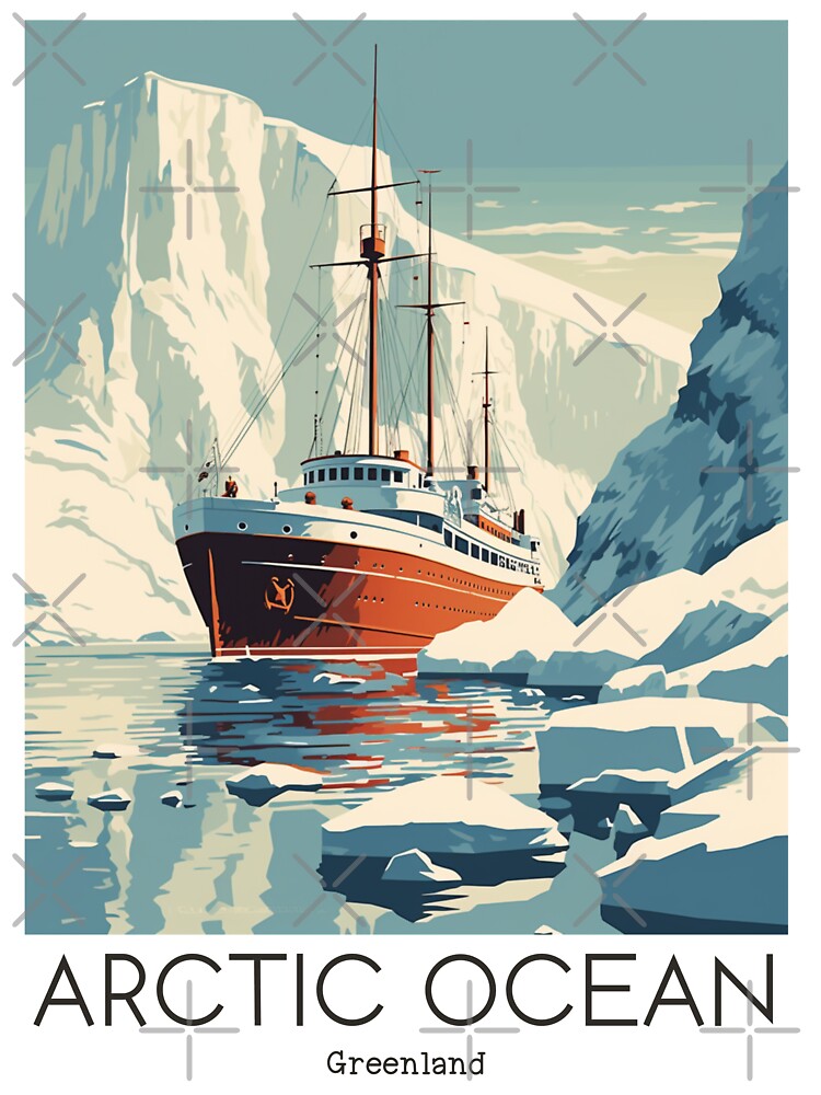 A Vintage Travel Illustration of the Artic Ocean - Greenland by GoodOldVintage