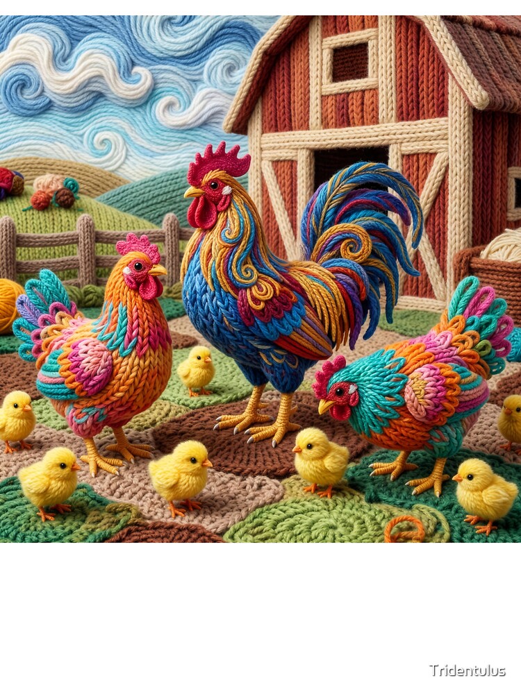 Yarn Chickens in Barnyard by Tridentulus