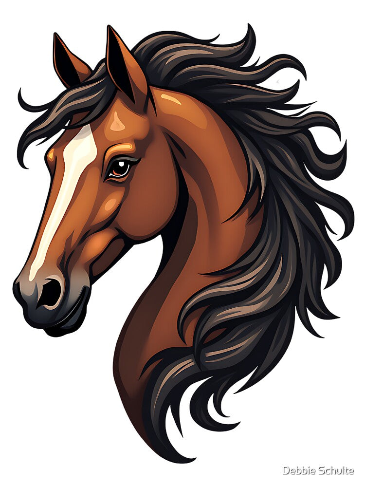 Bay Horse Head | Elegant Equestrian Horse Design by Debbie Schulte