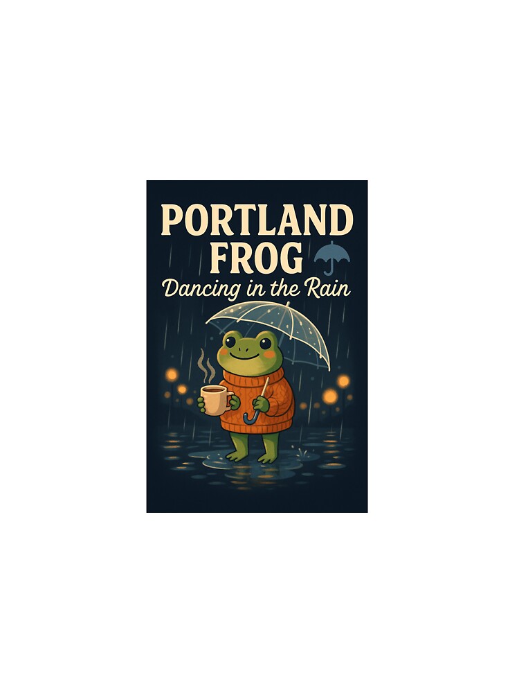 Portland Frog ☕ Under the Rain – Cozy Coffee Vibes by LoaiArt