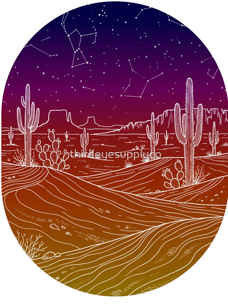 Desert Stargazer - Celestial Saguaro & Constellation Night by thirdeyesupplyco