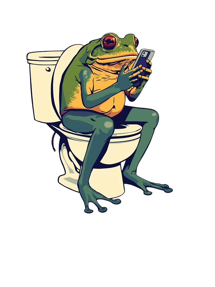 Funny Frog on Toilet Scrolling Phone by LoopyPop