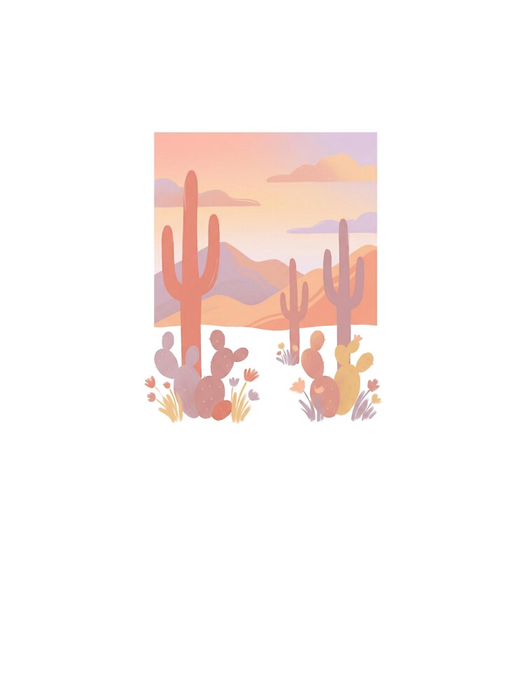 Pastel Desert Sunset Saguaro Cactus Southwestern Dreamy Landscape Wall Art by Maxbevier