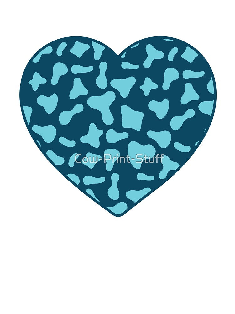 Light Blue Cow Pattern on Royal Blue Cowhide | Royal Blue Cow Skin Heart by Cow-Print-Stuff