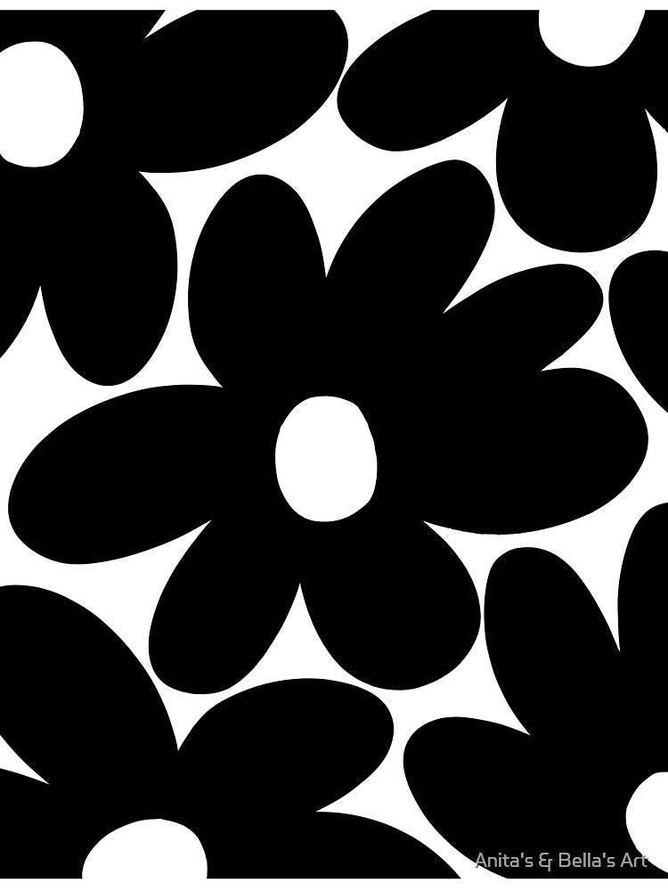 Retro Daisy Flowers in Black & White #1 #floral #pattern #decor #art by Anita's & Bella's Art