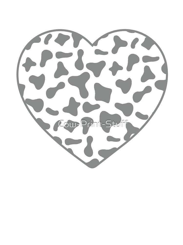 Grey Cow Pattern on White Cowhide | Grey Cow Skin Heart by Cow-Print-Stuff