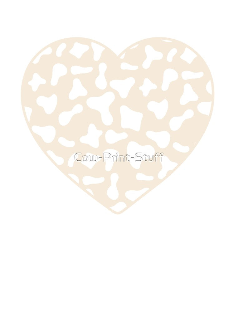White Cow Pattern on Cream Cowhide | White Cow Skin Heart by Cow-Print-Stuff