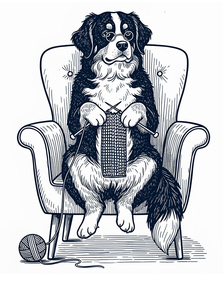 Vintage Bernese Mountain Dog Knitting Knit Gift Dog Lover by DoodleTortle