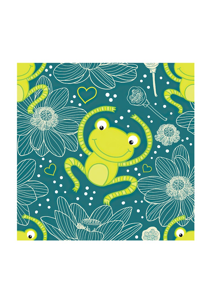 Frog Lotus Floral by AverilArt