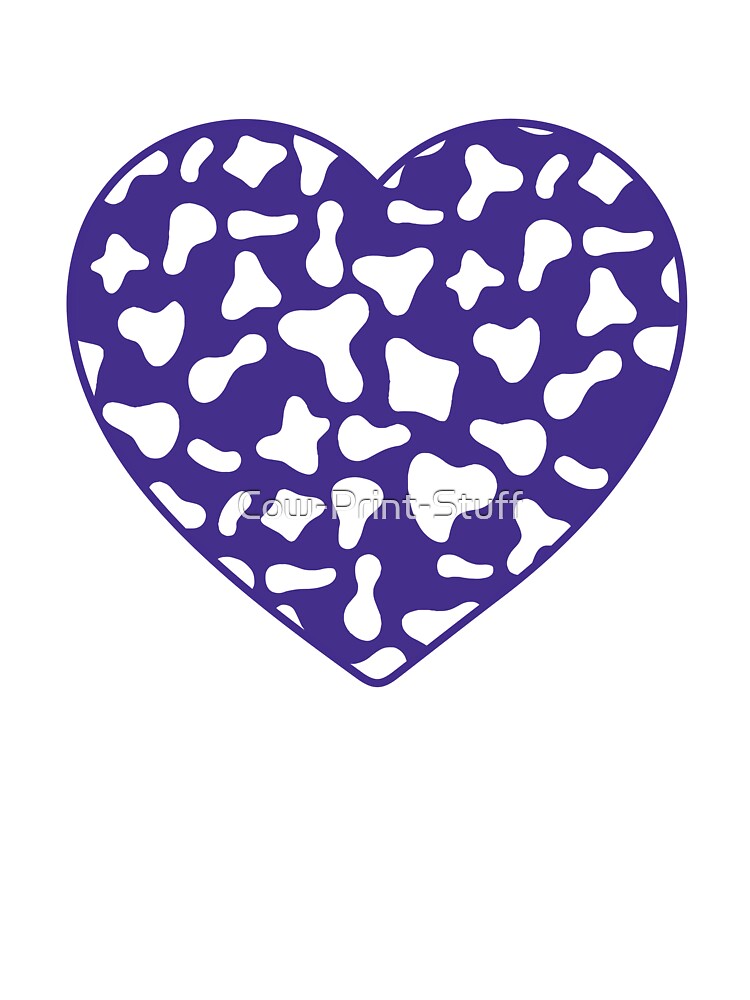 White Cow Pattern on Purple Cowhide | Purple Cow Skin Heart by Cow-Print-Stuff
