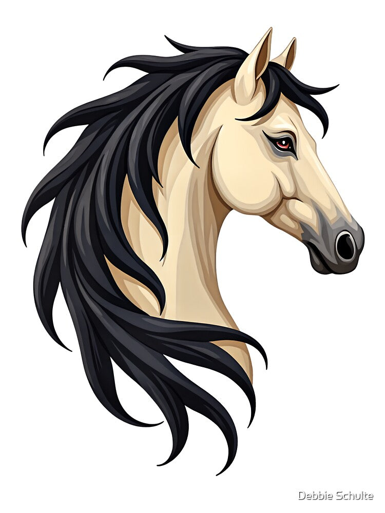 Buckskin Horse Head | Elegant Equestrian Horse Design by Debbie Schulte