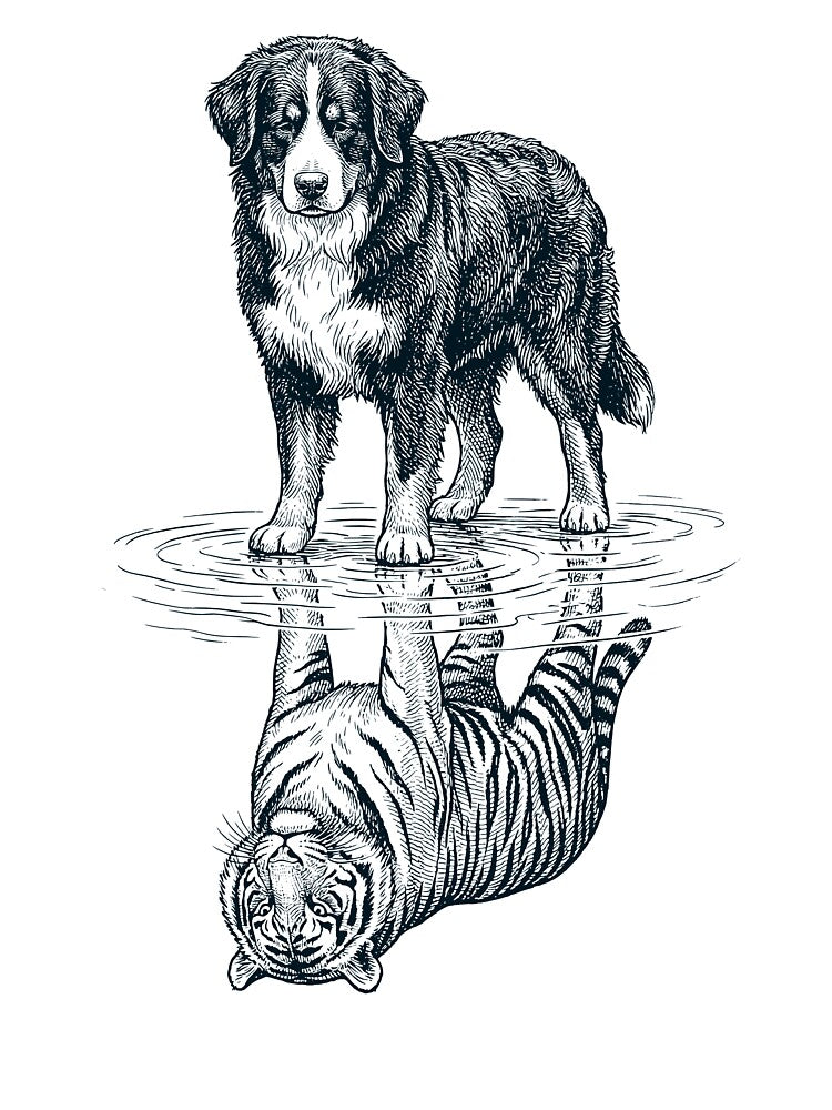 Vintage Bernese Mountain Dog Reflection Tiger Dog Lover by DoodleTortle
