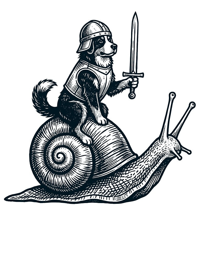 Vinatge Bernese Mountain Dog Riding Snail Medieval Knight Dog Lover by DoodleTortle