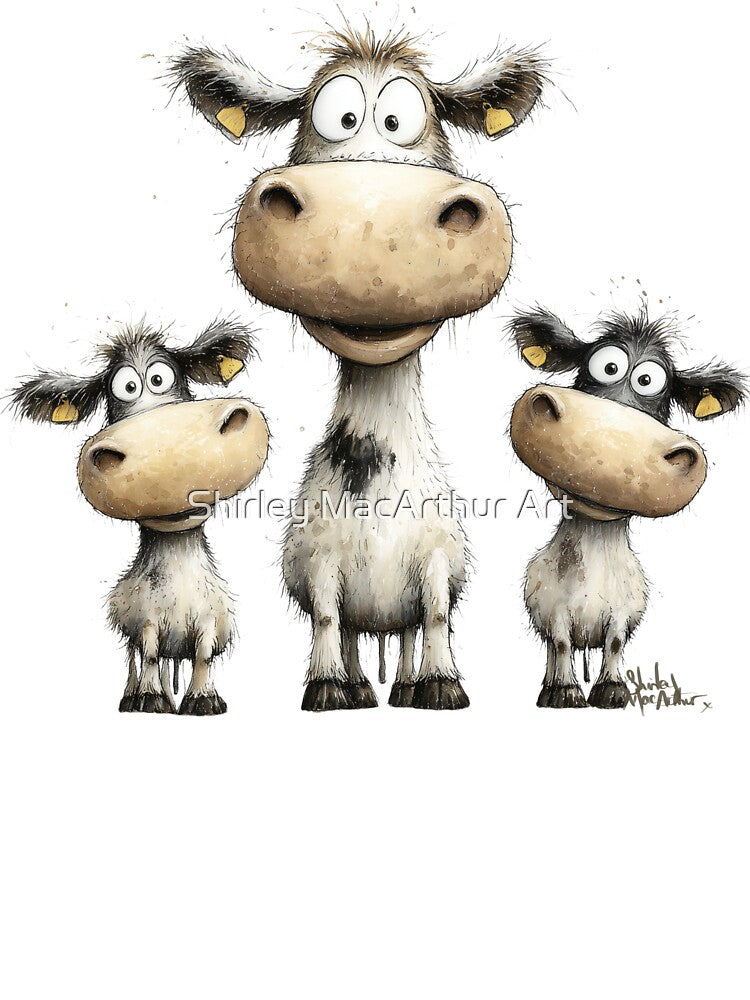 CoW PRiNT, ANiMaL PRiNT ' Moos and Coos ' BY SHiRLeY MacARTHuR by Shirley MacArthur Art