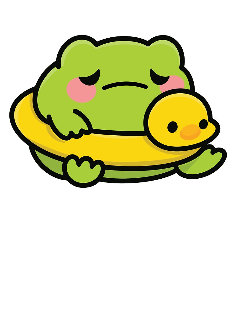 Moody Frog with Duck Floatie - Kawaii Animal Illustration by ThePopEdit