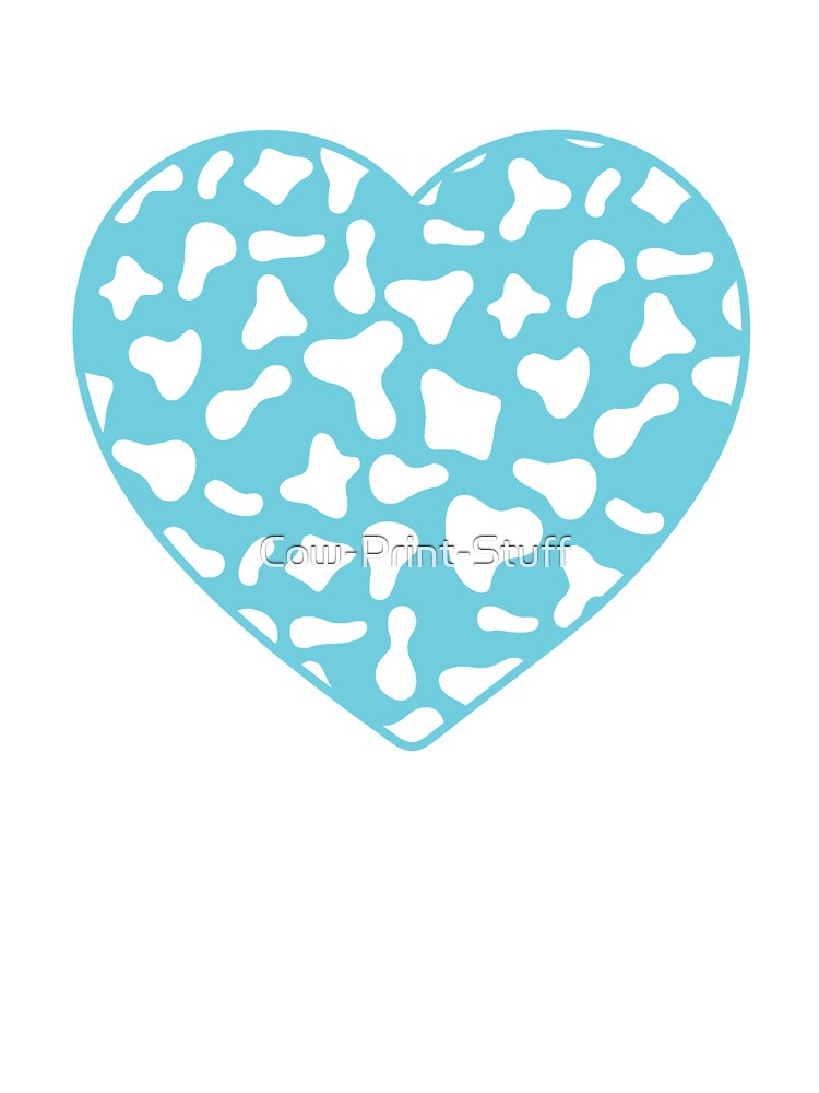 White Cow Pattern on Light Blue Cowhide | Light Blue Cow Skin Heart by Cow-Print-Stuff