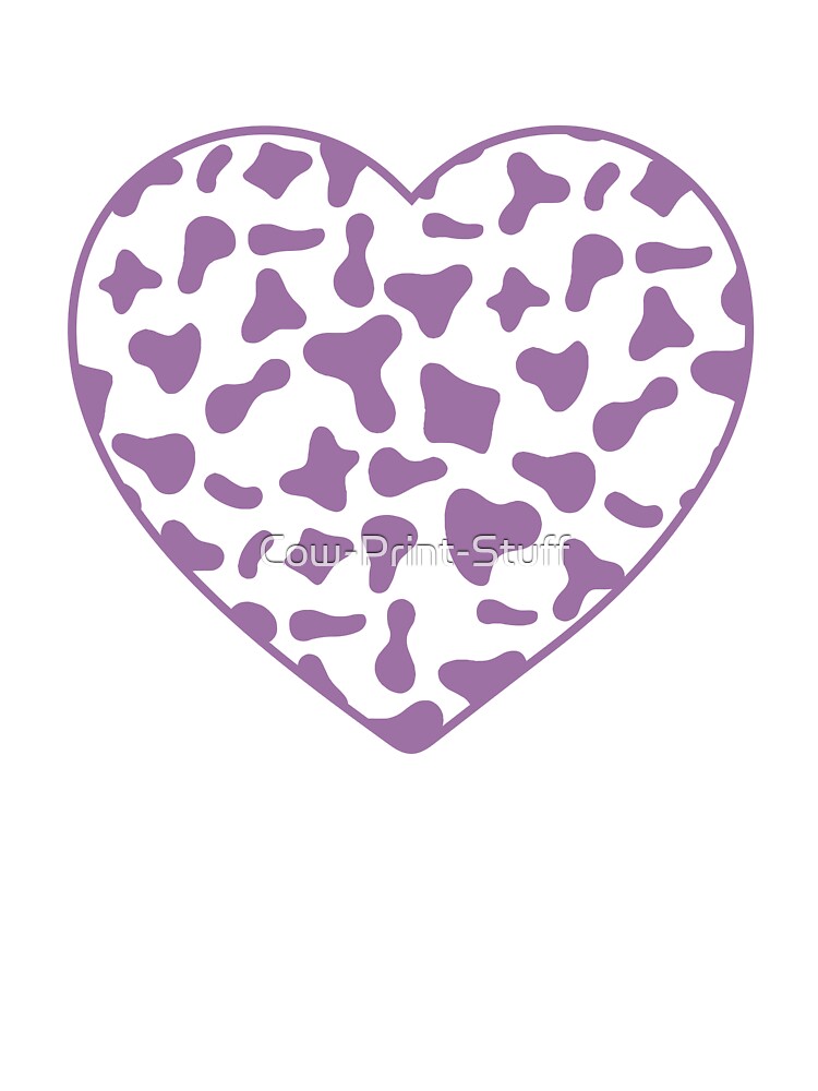 Violet Cow Pattern on White Cowhide | White Cow Skin Heart by Cow-Print-Stuff