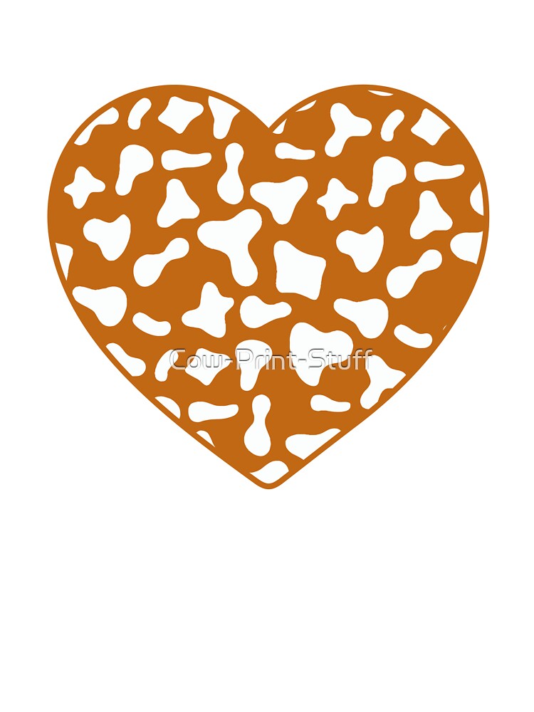 White Cow Pattern on Caramel Cowhide | White Cow Skin Heart by Cow-Print-Stuff