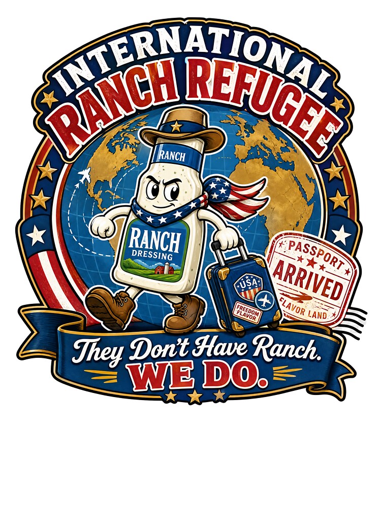 International Ranch Refugee Funny Ranch Dressing Airport Travel American Humor Foodie Gift by ChaosThreadsCo