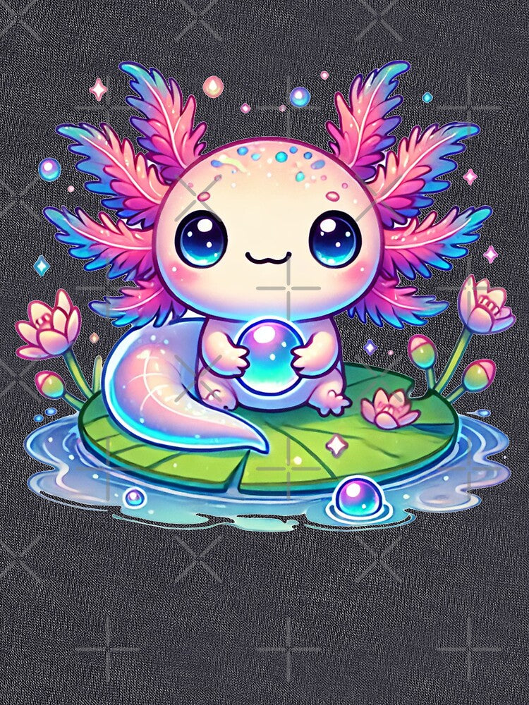 cute axolotl holding a bubble by JonelleTshirts