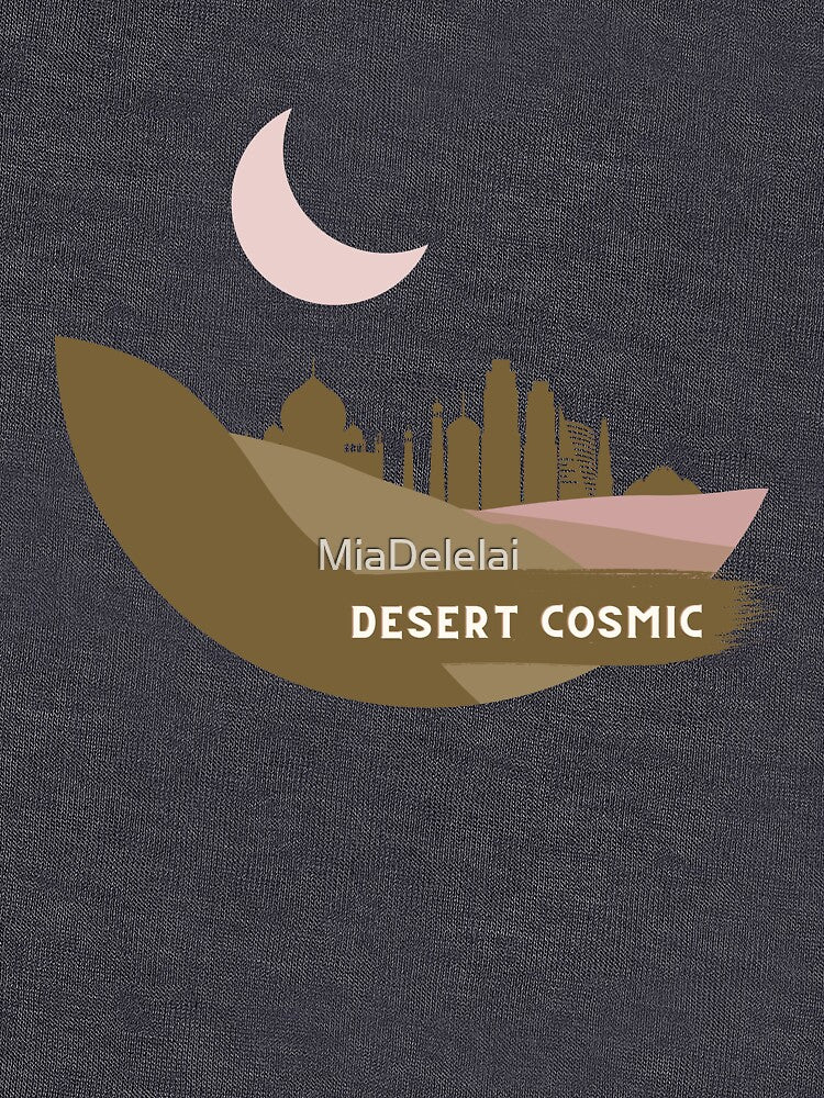 Desert Cosmic Vibes Silhouette of City | Boho Crescent Moon by MiaDelelai