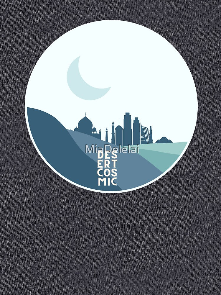 Desert Cosmic Night | Celestial Cosmic Desert and City Silhouette by MiaDelelai