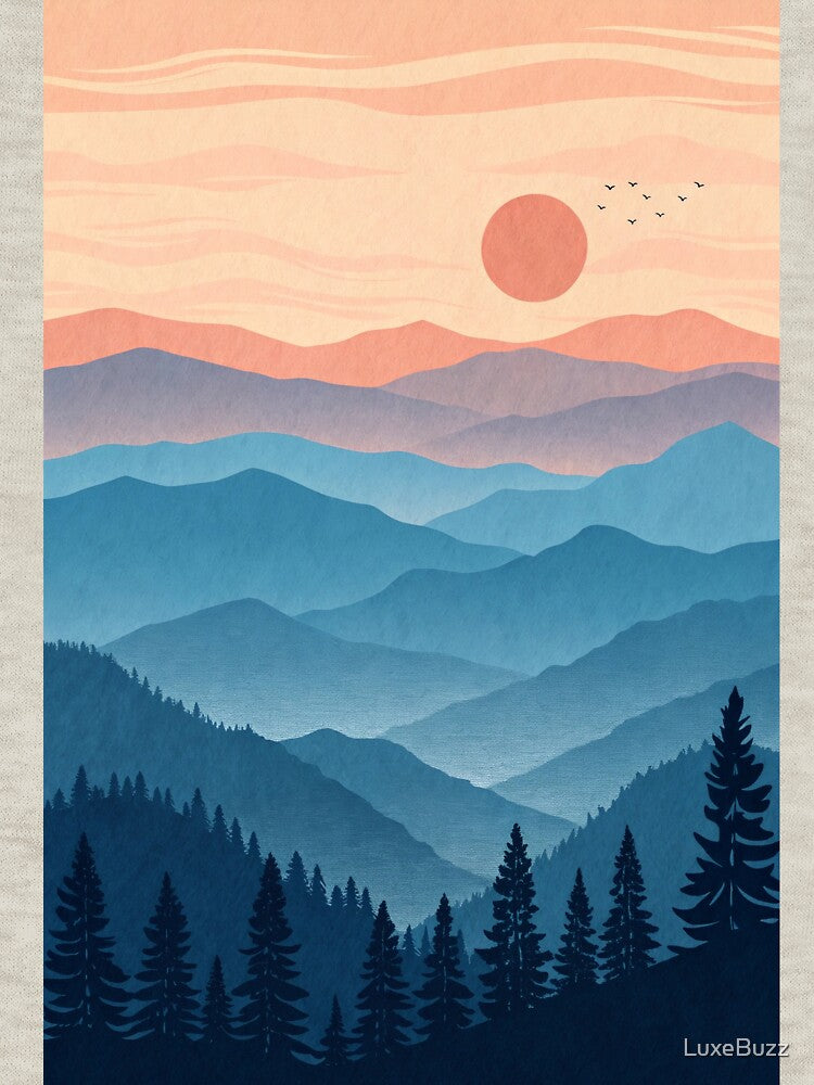 Minimalist Line-Art Mountain Set - Vibrant Sunset Edition. by LuxeBuzz