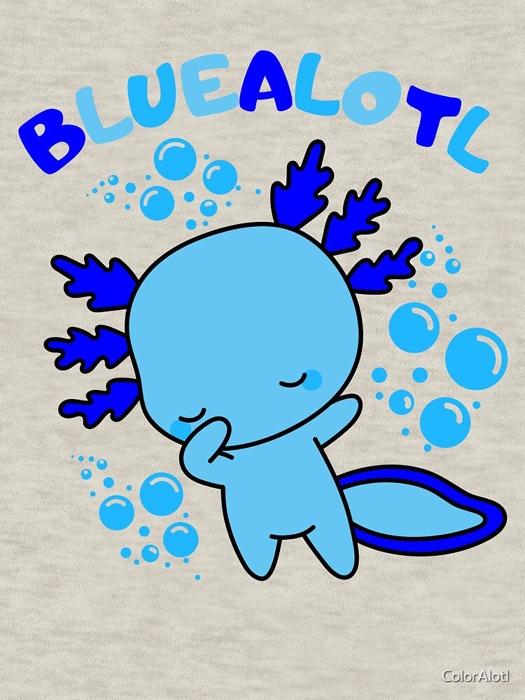 Cute cartoon blue axolotl baby pun by ColorAlotl