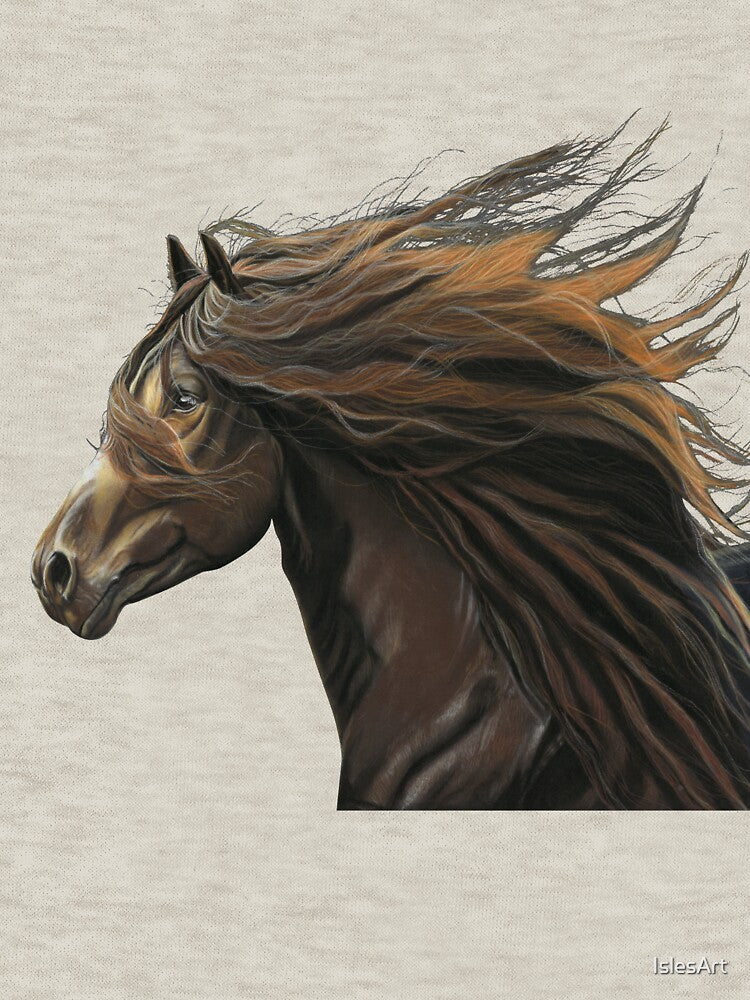 Beautiful Horse art grey background - Equestrian art - horse lover by IslesArt