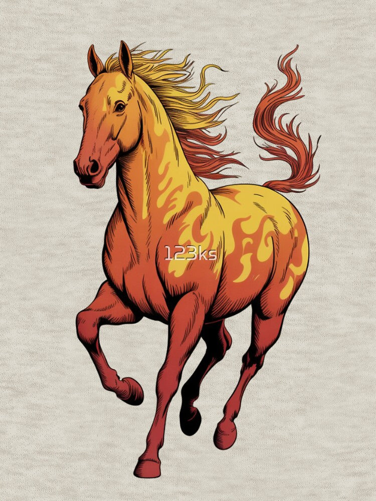 a majestic horse rendered in a flame-like style by 123ks