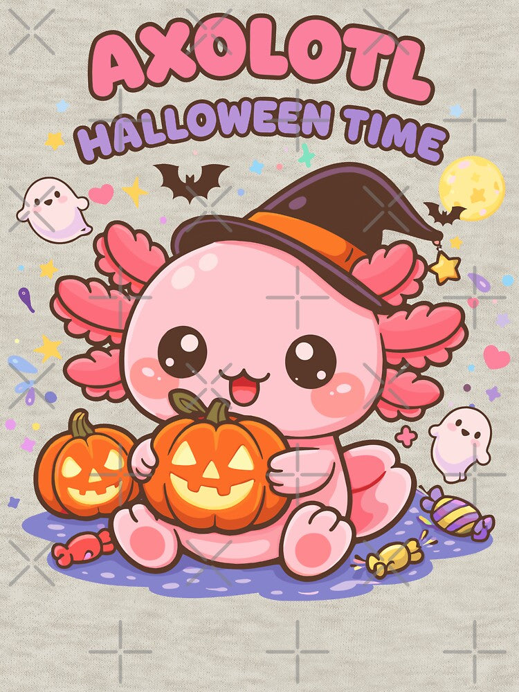 Copy of Cute Axolotl Halloween in Kawaii Funny Music Style by Sitchko