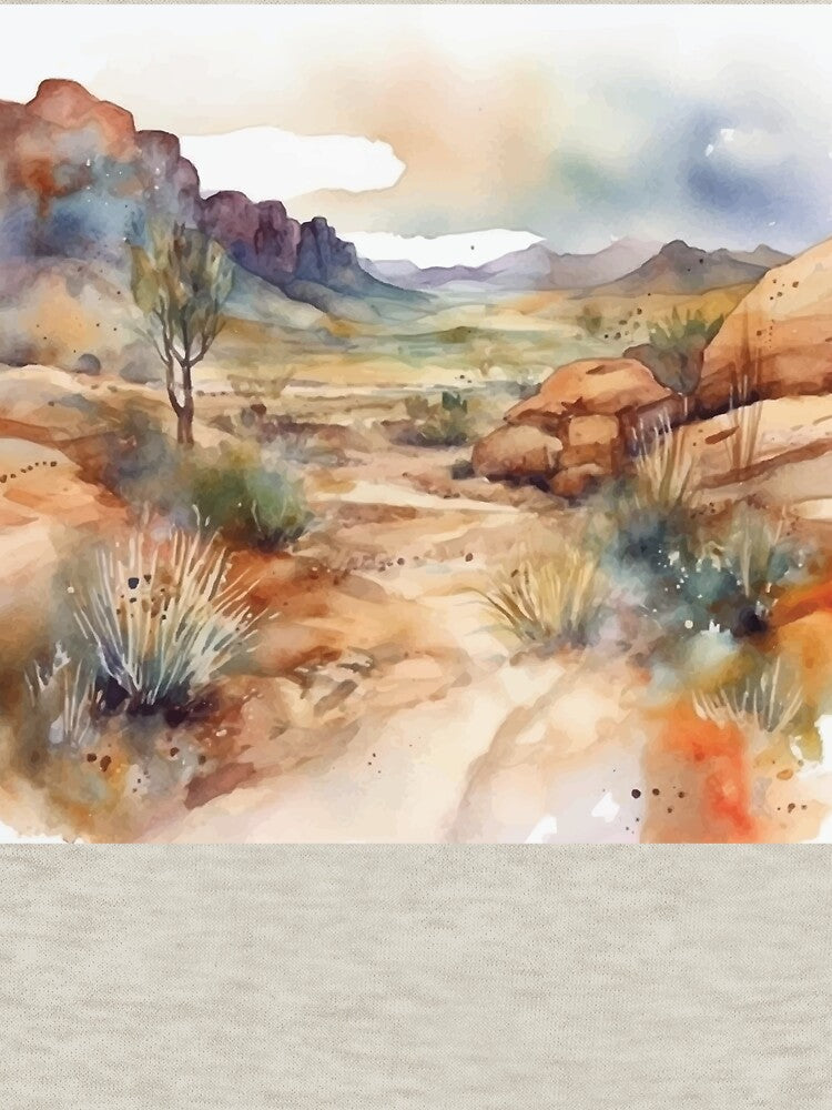 A Serene Desert Path - Boho Desert Landscape Watercolors by GVRDesign